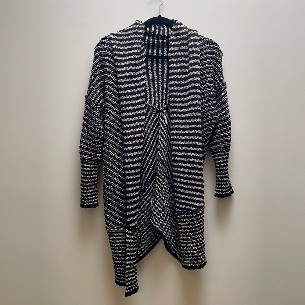 Free People Oversized Black/Navy and White Sweater